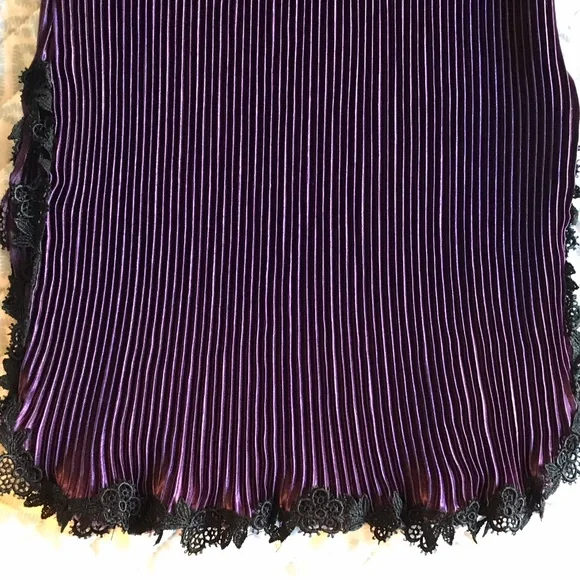 JONQUIL BY DIANE SAMANDI Gorgeous Grape Purple Black Pleated NWOT Lacy N… - Picture 5 of 13